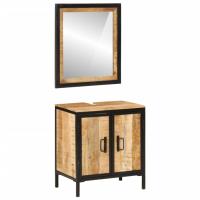vidaXL Conjunto de muebles de baño 2 pzas madera maciza mango y hierro - details 0