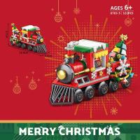 Bloques De Construcción De Navidad Y Año Nuevo Con Casa De Jengibre Y Coche De Dragón Pequeño Tren Y Calcetines De Navidad Para Niños Material Plástico Unisex - details 4