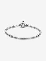 Pandora Moments with Cadena de serpiente y Barra en T - Plata de - details 1