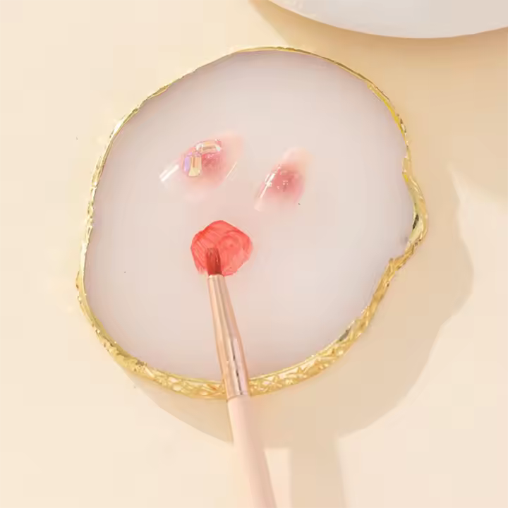 Tablero De Mostrador De Uñas En Resina Diseño De Agato Imitación Phnom Penh Paleta Portátil Redonda Para Mezclar Tintes De Uñas - 1