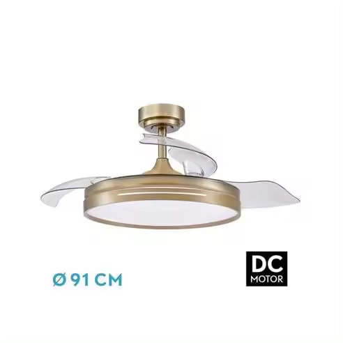 Ventilador de Techo FABRILAMP Micenas Cuero 3 Aspas - Potente Rendimiento - 1