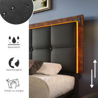 Cama Doble Tapizada 160x200 cm con Cabecera Ajustable + 4 Cajones + Tira LED RGB + Colchón Incluido-Diseño Functional PU Negro - details 5
