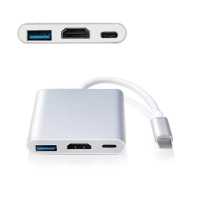 Ociodual Adaptador de USB 3.1 Tipo C Macho a USB Type A y Salida HDTV Hembras Audio Video Transferencia Datos Oro Cable Conversor USB Tipo C 3.1 Multipuerto Adapter Converter - details 3