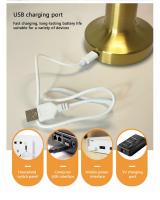 Lámpara De Mesa LED Retro Con Toque Metálico Recargable Luz De Ambiente Para Dormitorio Y Barra Decorativa Nocturna Ajustable - details 6