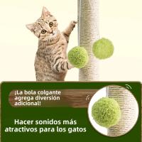 Juguete Interactivo Para Gatos Poste De Subida Duradero Con Pelota De Madera Y Tablero De Rasguño Para Divertir Y Ejercitar a Su Mascota - details 5
