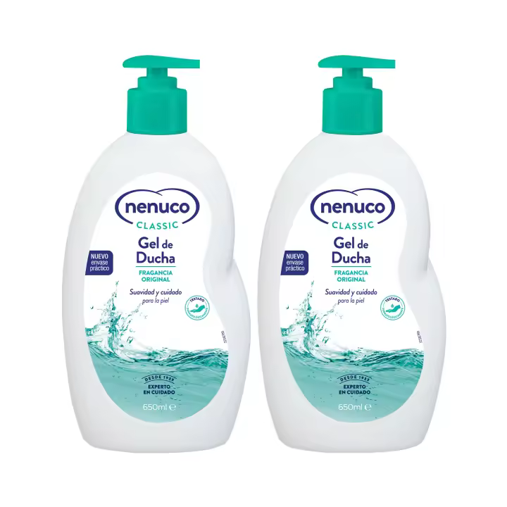 Nenuco Classic Gel de Ducha para Adultos y Niños, Fragancia Original, Pack 2x650 ml - 1