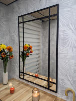 THEROSE Espejo Ventana, Espejo Industrial, Estilo Danés, Aluminio Negro 120 x 80 cm - details 4