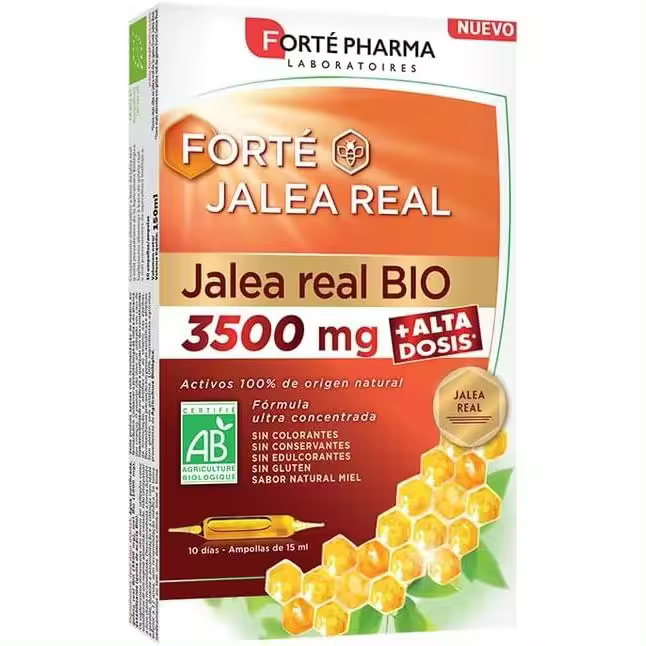 Forté Pharma Jalea Real Bio 3500mg, Fórmula Ultraconcentrada, Activos 100% de Origen Natural, 10 Ampollas - - 1