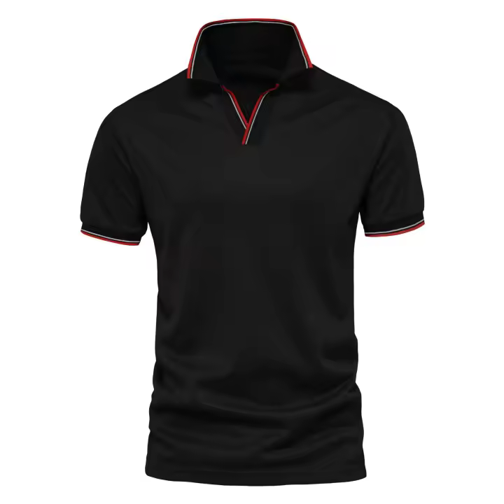 POLO de talla europea para hombre, camiseta POLO de color sólido con cuello en V, ropa de trabajo, tops de manga corta para primavera y verano 2024 - 1