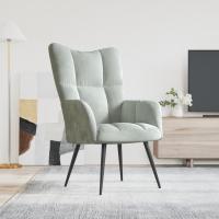 vidaXL Sillón de relax de terciopelo Gris claro, Gris oscuro, Verde oscuro Sillon Dormitorio Sillon Comodos Silla Relax Sillón Sofá - details 7