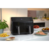 Freidora de Aire sin aceite Emerio AF-130376, Air fryer capacidad 3,6L+3,6L, Potencia 2400W, Dos cestas independientes, Pantalla digital, 12 programas, Termostato regulable 50-200ºC, Sync Finish (cestas terminan al mismo tiempo), Apto lavavajilas, sin BPA - details 0