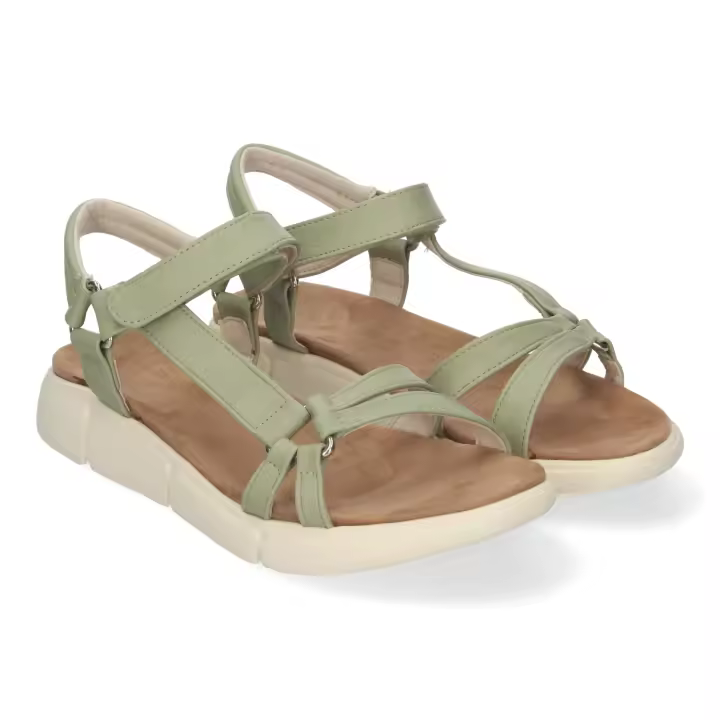 Davinia Shoes Sandalias Planas de Mujer, Comodas y Elegantes, Diseño Moderno con Tiras Cruzadas en la Pala y Cierre Comodo de Velcro. Shoes&Blues.es AD-3261-Verde - 1