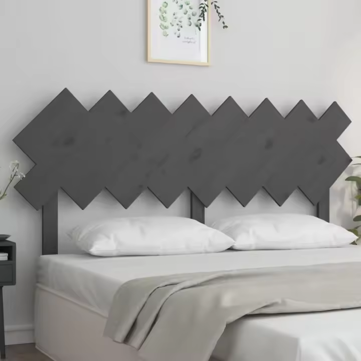 vidaXL Cabecero de cama madera maciza de pino gris 159,5x3x80,5 cm - 1