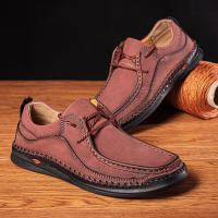 Zapatos De Cuero Hechos a Mano Para Hombre Casual Zapatillas Diseño Cómodo Zapato De Negocios Mocasines Con Cordones Material De Suela De Goma - details 2