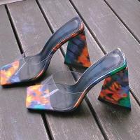 Sandalias De Mujer De Verano Con Bajo Alto Y Cierre Pull on Material De Cuero PU Suela De Goma Estilo Conciso Color Candy - details 5