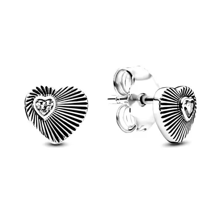 Pandora 297298CZ Pendientes Vintage Heart Scalloped de plata de ley - 1