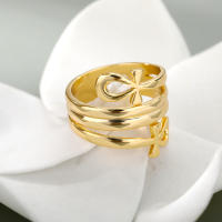Anillo Cruz Egipto Para Mujer Joyería Vintage Dorado Acero Inoxidable Anillo De Boda Accesorios Góticos Regalo - details 3