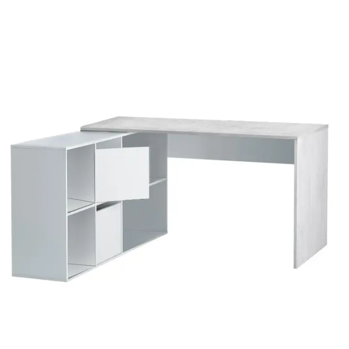 Mesa escritorio reversible Office - Blanco Artic y Cemento Fabricado en España - Materiales alta calidad - Somnia Descanso - 1