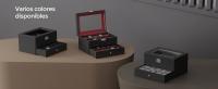SONGMICS Caja de Relojes, Estuche de Relojes con Tapa de Cristal de 2 Niveles, con Cerradura, 1 Cajón, para Anillos, Pulseras, Regalo Ideal, Cuero Sintético Negro y Forro Gris/ Cuero Sintético Negro y Forro Negro/Cuero Sintético Negro y Forro Rojo Vino - details 4