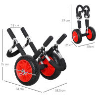 HOMCOM Carrito de Tablas de Surf Carrito de Transporte Plegable con 2 Ruedas Carga 45 kg y Marco de Aluminio para Tablas de Surf con Espesor Inferior a 12,5 cm 64x55x38,5 cm Negro y Rojo - details 2