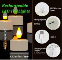 Velas de té recargables, 12 velas LED sin llama con temporizador de control remoto, luz de vela con cables de carga USB para el hogar, habitación, mesa, Halloween, decoraciones de Navidad - details 3