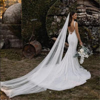 Velo De Novia Elegante Con Peine 3 Metros 1 Capa/2 Capas/3 Capas Blanco/Ivory Simplicidad Vestido De Novia Accesorios De Boda - details 7