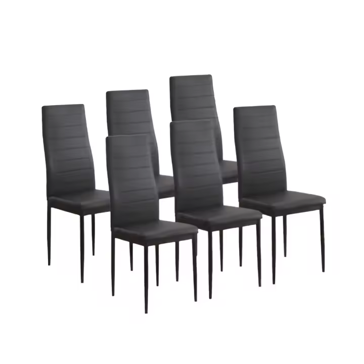 Juego de 6 sillas Emi- tapizadas en polipiel. Varios colores - patas metálicas color negro. - 1