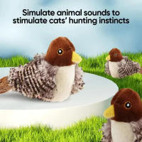 Juguete Interactivo Para Gatos Con Plumas Y Sonidos Juguetes Para Gatos Interiores Mecánicos De Nylon Movimientos Flapping - details 5