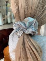 Scrunchies De Metal Plateado Tamaño Medio Cinta Elástica Para El Cabello Accesorios Para Mujer Headwear Diario Moda Femenina - details 9