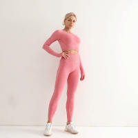 Conjunto De Yoga Para Mujer Ropa Deportiva De Gimnasio Con Top De Manga Larga Y Leggings De Cintura Alta Fitness Sports - details 21