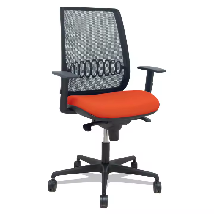 Silla Alares sincro malla negra bali naranja oscuro brazo regulable - 1