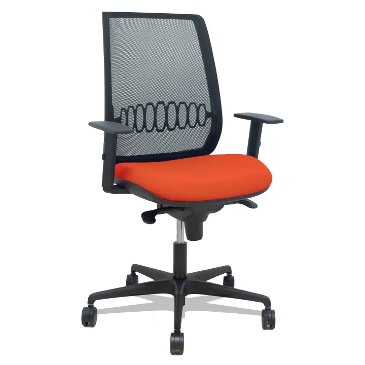Silla Alares sincro malla negra bali naranja oscuro brazo regulable - 1