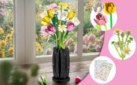 1250PCS Bloques De Construcción De Tulipán Vaso Modelo De Flores Eternas Decoración Para El Hogar Juguetes DIY Para Niñas Regalos Románticos - details 5