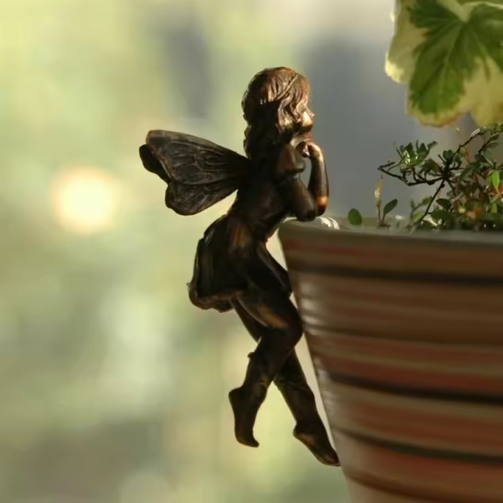Nueva Decoración De Resina Para Jardín Angel Girl Colgante Con Taza Combinación De Flores Borde De Maceta Diseño De Hada - 1
