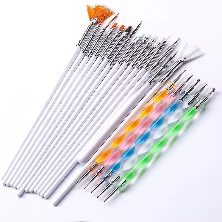 Paquete de 20 pinceles para uñas / Pinceles para uñas Blancos - 1