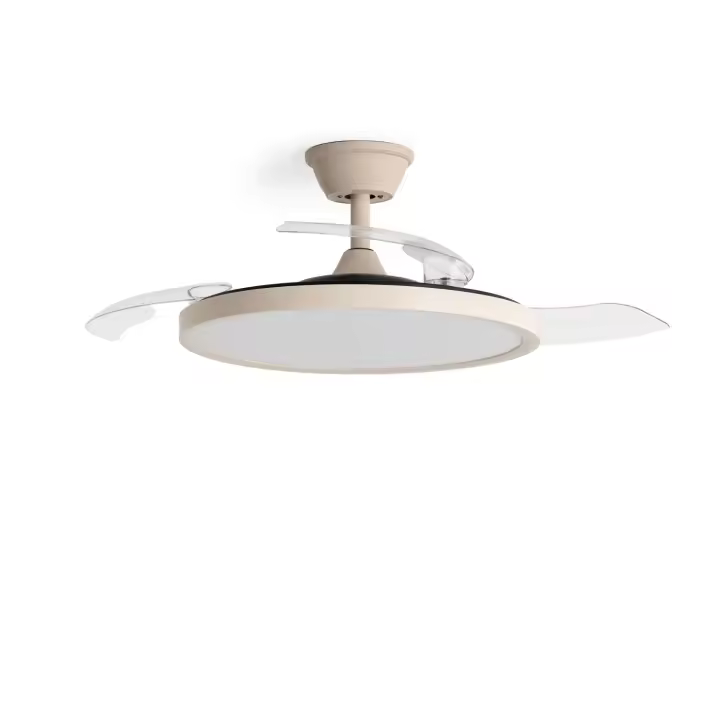 LEDKIA LIGHTING Ventilador de Techo Kleon Beige con Luz LED CCT 2560 lm, Motor DC 15W Silencioso y Eficiente, Aspas Retráctiles, 6 Velocidades, Mando a Distancia - 1