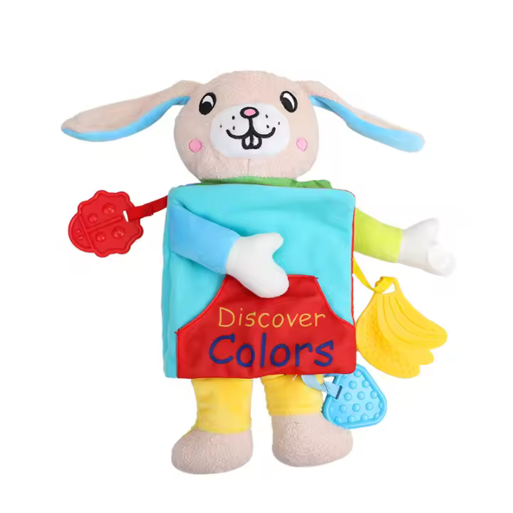 Lindo libro de tela con forma de conejito en 3D, juguete para bebé, libro de tela lavable, libro de tela con forma de muñeca en 3D - 1