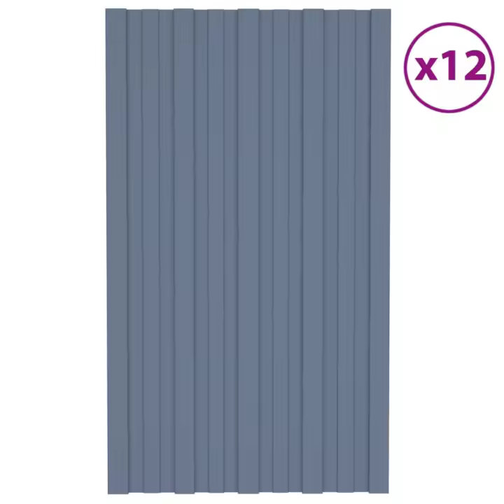 vidaXL Panel para tejado acero galvanizado gris 12 unidades 80x45 cm - 1