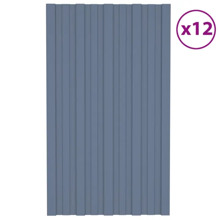 vidaXL Panel para tejado acero galvanizado gris 12 unidades 80x45 cm - 1