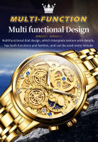 Reloj De Pulsera Para Hombre OLEVS Lujo Impermeable Cuarzo Estilo Esqueleto Dorado 24 Horas Día Noche Resistente Al Choque Y Luz - details 10