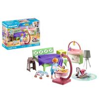 PLAYMOBIL (71609) Dormitorio mylife con Zona de Juegos bebe con cama colgante, cuna de hamaca infantil, caballo de madera, cambiador, trona, cama de matrimonio, My Life - details 4