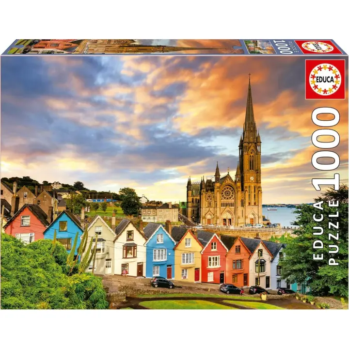 Educa - Catedral de Cobh, Irlanda  Puzzle de 1000 Piezas para Adultos. Medidas: 68 x 48 cm. Incluye Cola Fix Puzzle. A Partir de 14 años (19927) - 1