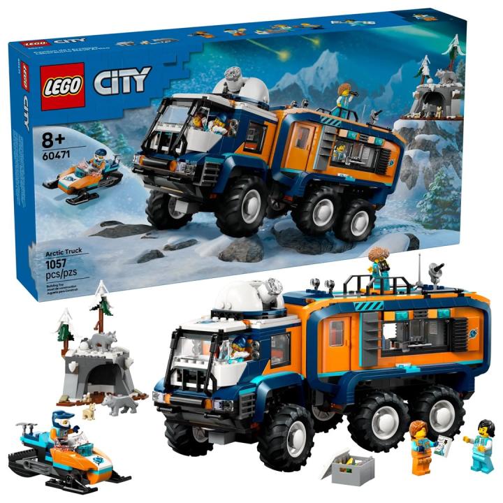 LEGO City Mobile Scientific Laboratory of Arctic Explorers - Toy Truck with Suspension - Snowmobile, 5 Minifiguras y 3 Figuras de Lobos Blancos - Regalo para Niños de 8+ Años 60471