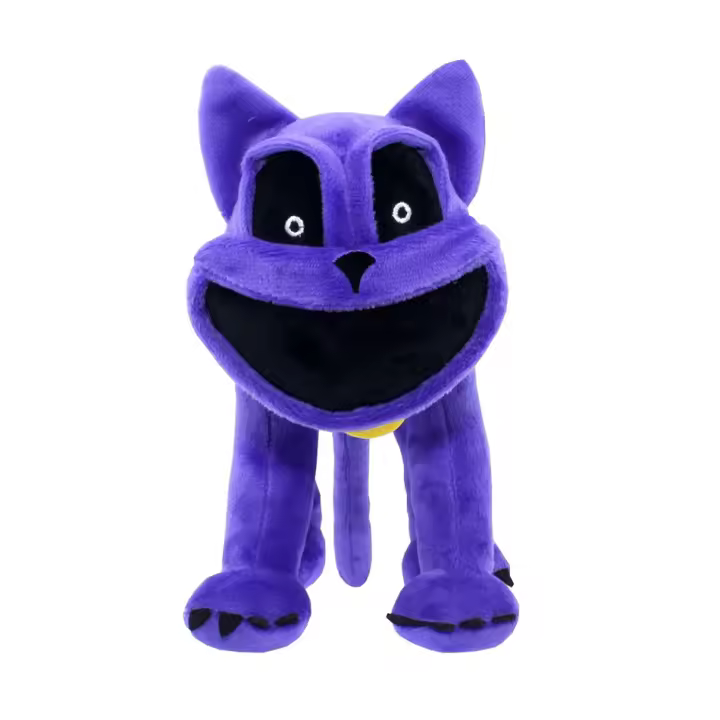 Juguete De Peluche Gato Pesadilla Con Bocaza Morado Para Niños Juguetes De Animales Rellenos Sonrisa Roja Y Verde Para Regalos - 1