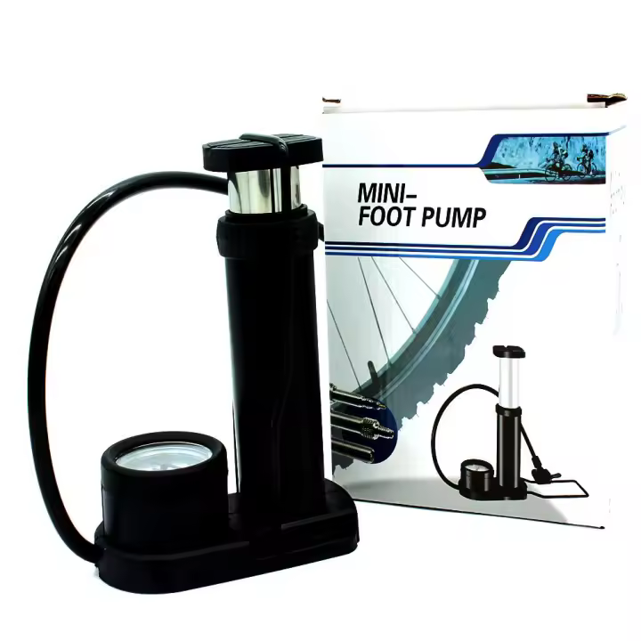 Mini Mancha de Pie Portátil para Bicicleta con Manómetro 160 PSI - 1