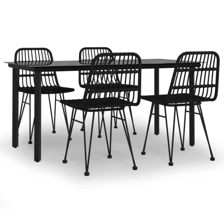 vidaXL Juego de comedor de jardín 5 piezas ratán sintético negro - 1