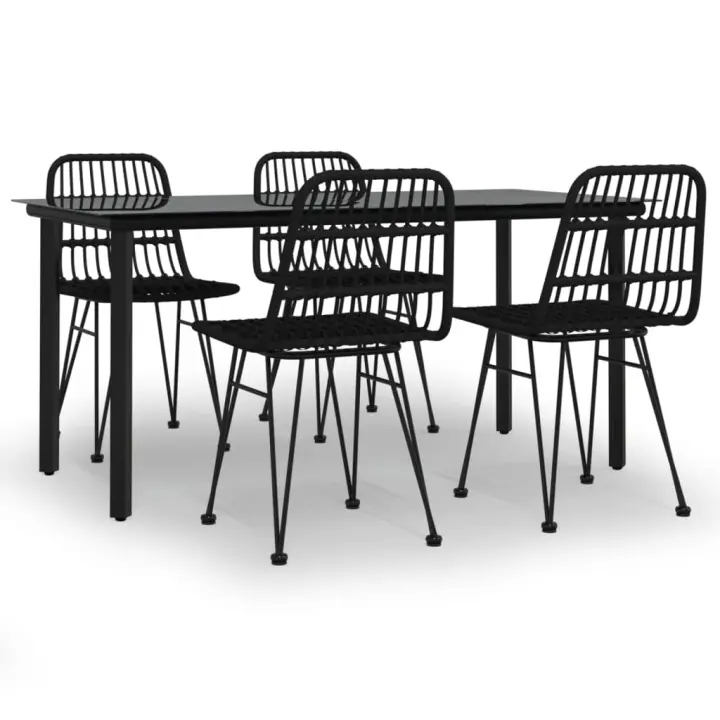 vidaXL Juego de comedor de jardín 5 piezas ratán sintético negro - 1