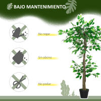Outsunny Árbol de Té Artificial 120 cm Planta Artificial con 546 Hojas Musgo y Maceta Planta Artificial Decorativa para Interior y Exterior Hogar Salón Oficina Verde - details 5