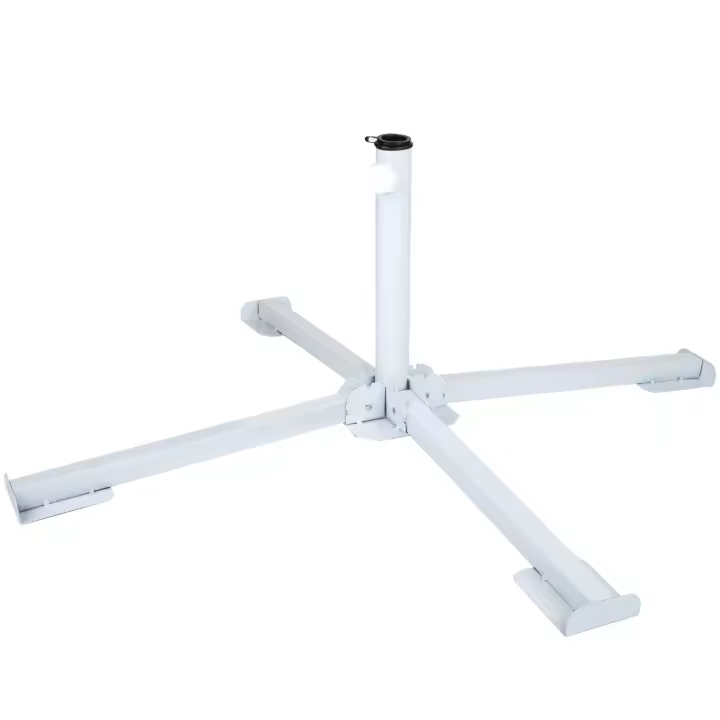 Aktive - Base sombrilla, color blanco, 3 patas metal, soporta máx. 18,9 kg, medidas abierta 86x86x34 cm, medidas cerrada 14x14x41 cm, mástil D25-38 mm, pie sombrillas, base parasol plegable - 1