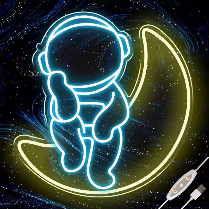 Luces Neón LED Dimmable Astronautas Para Decoración De Pared Habitación De Juegos Dormitorio Cumpleaños Bar Boda Fiesta Luz Nocturna - 1